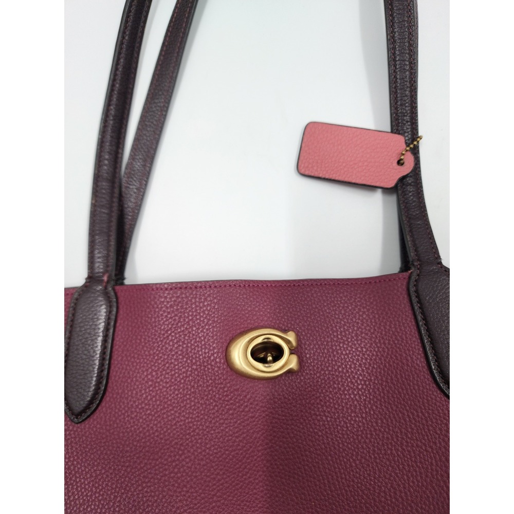 Coach Willow Tote Bag Berry Polished Pebble Leather Turnlock C0691 Womens - Picture 16 of 16